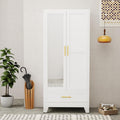 71" Wardrobe Cabinet with Adjustable Shelves and Hanging Rod